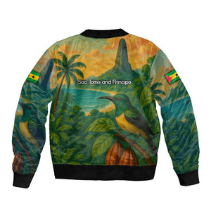 Sao Tome and Principe Bomber Jacket Tropical Island Bird and Cocoa Forest - African Pride
