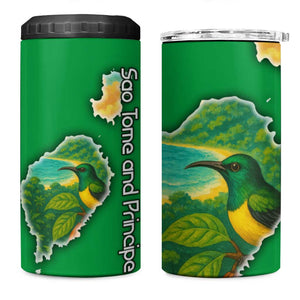 Sao Tome and Principe 4 in 1 Can Cooler Tumbler Tropical Island Bird and Cocoa Forest - African Pride