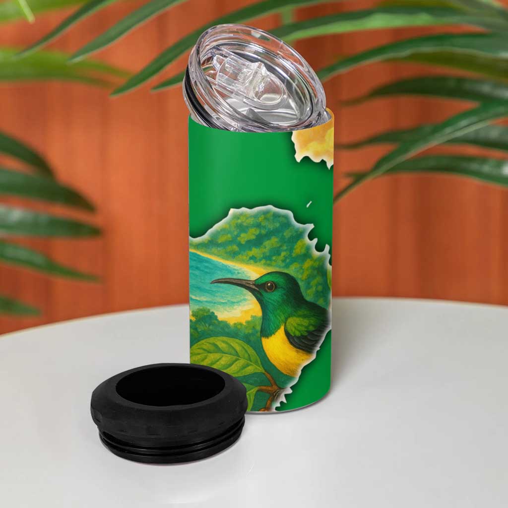 Sao Tome and Principe 4 in 1 Can Cooler Tumbler Tropical Island Bird and Cocoa Forest - African Pride