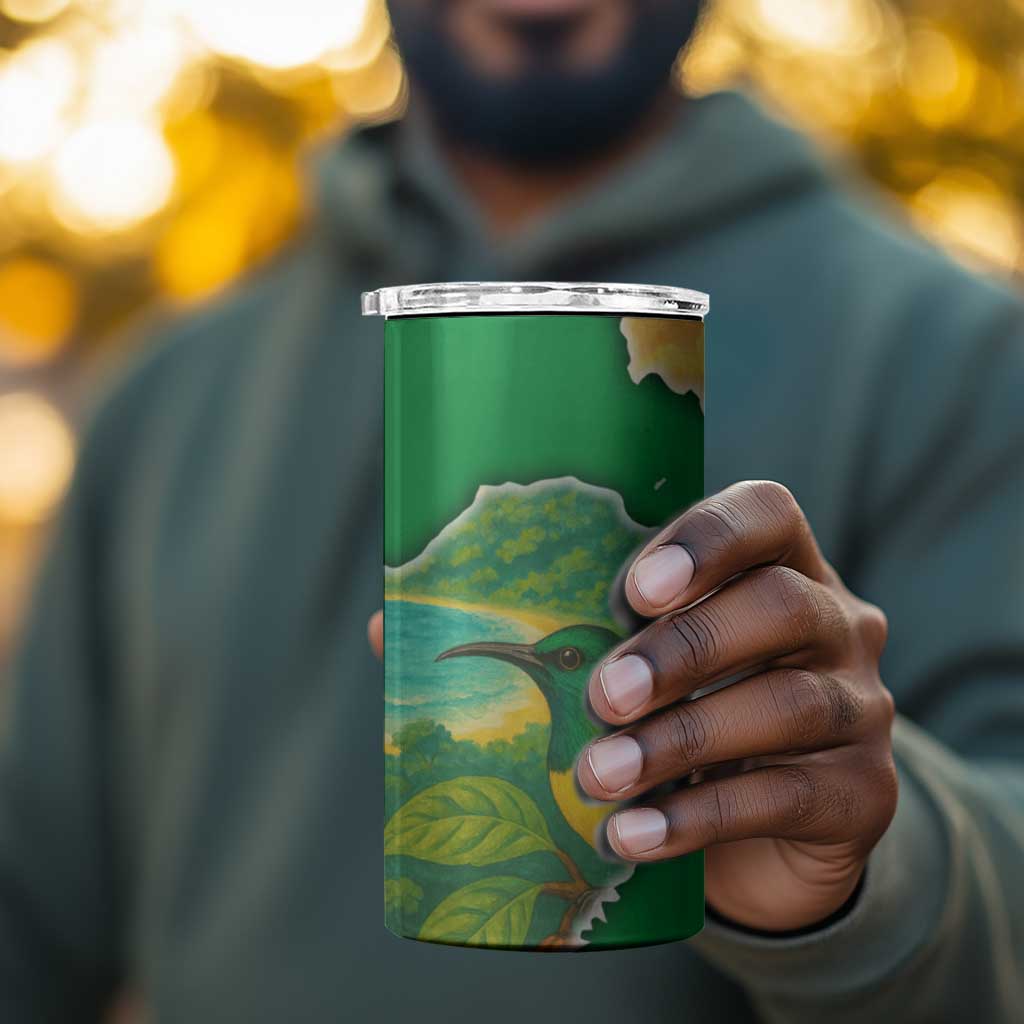 Sao Tome and Principe 4 in 1 Can Cooler Tumbler Tropical Island Bird and Cocoa Forest - African Pride