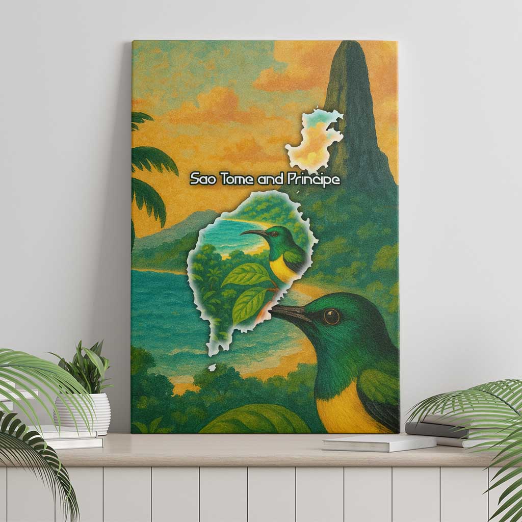 Sao Tome and Principe Canvas Wall Art Tropical Island Bird and Cocoa Forest - African Pride