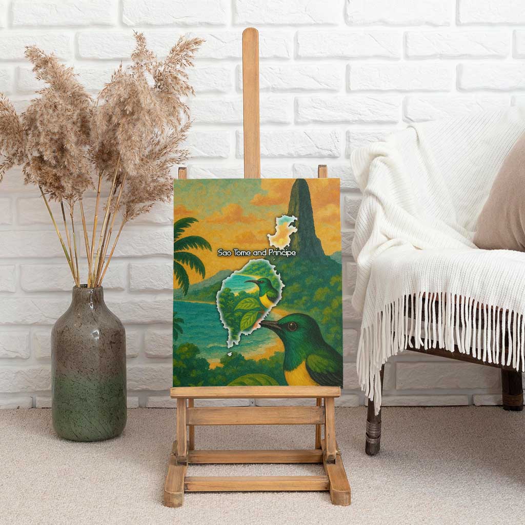 Sao Tome and Principe Canvas Wall Art Tropical Island Bird and Cocoa Forest - African Pride