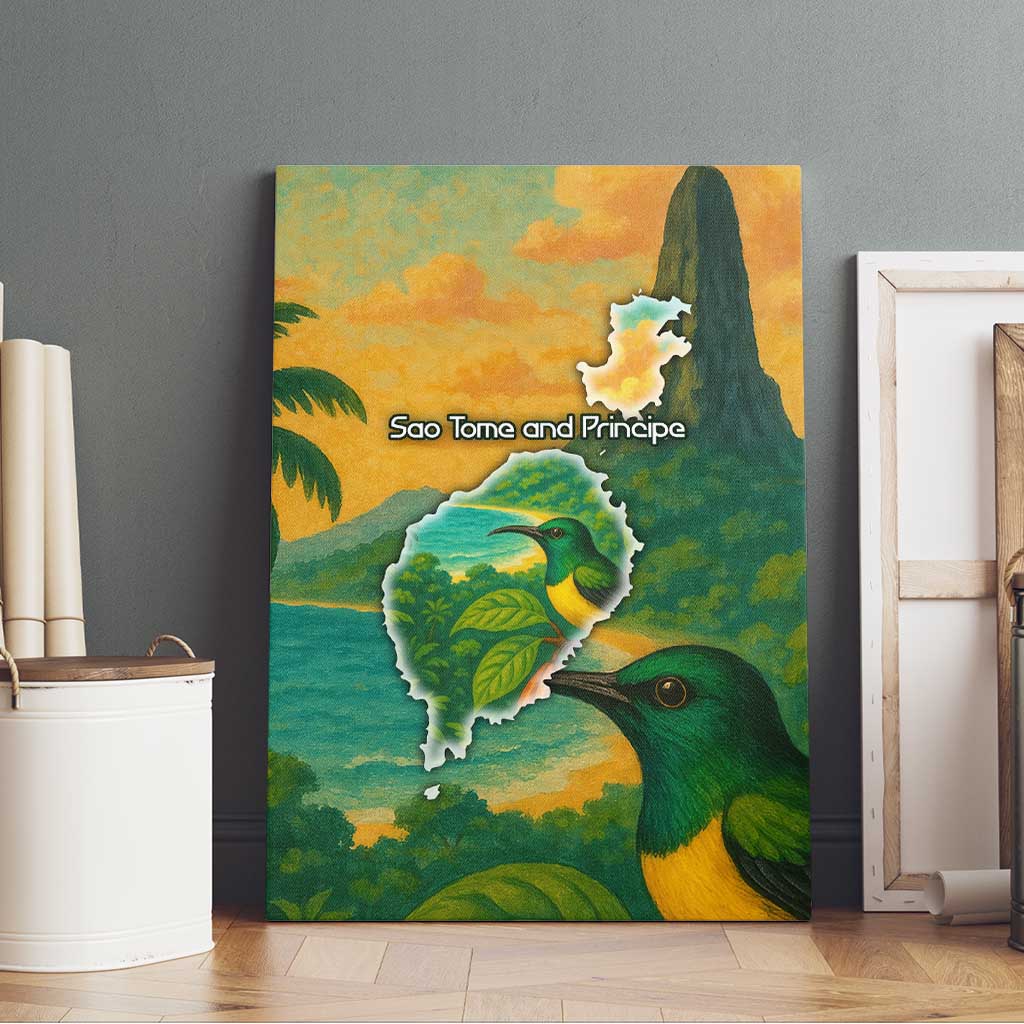 Sao Tome and Principe Canvas Wall Art Tropical Island Bird and Cocoa Forest - African Pride
