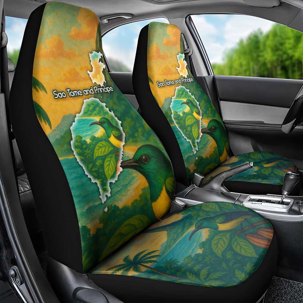 Sao Tome and Principe Car Seat Cover Tropical Island Bird and Cocoa Forest - African Pride
