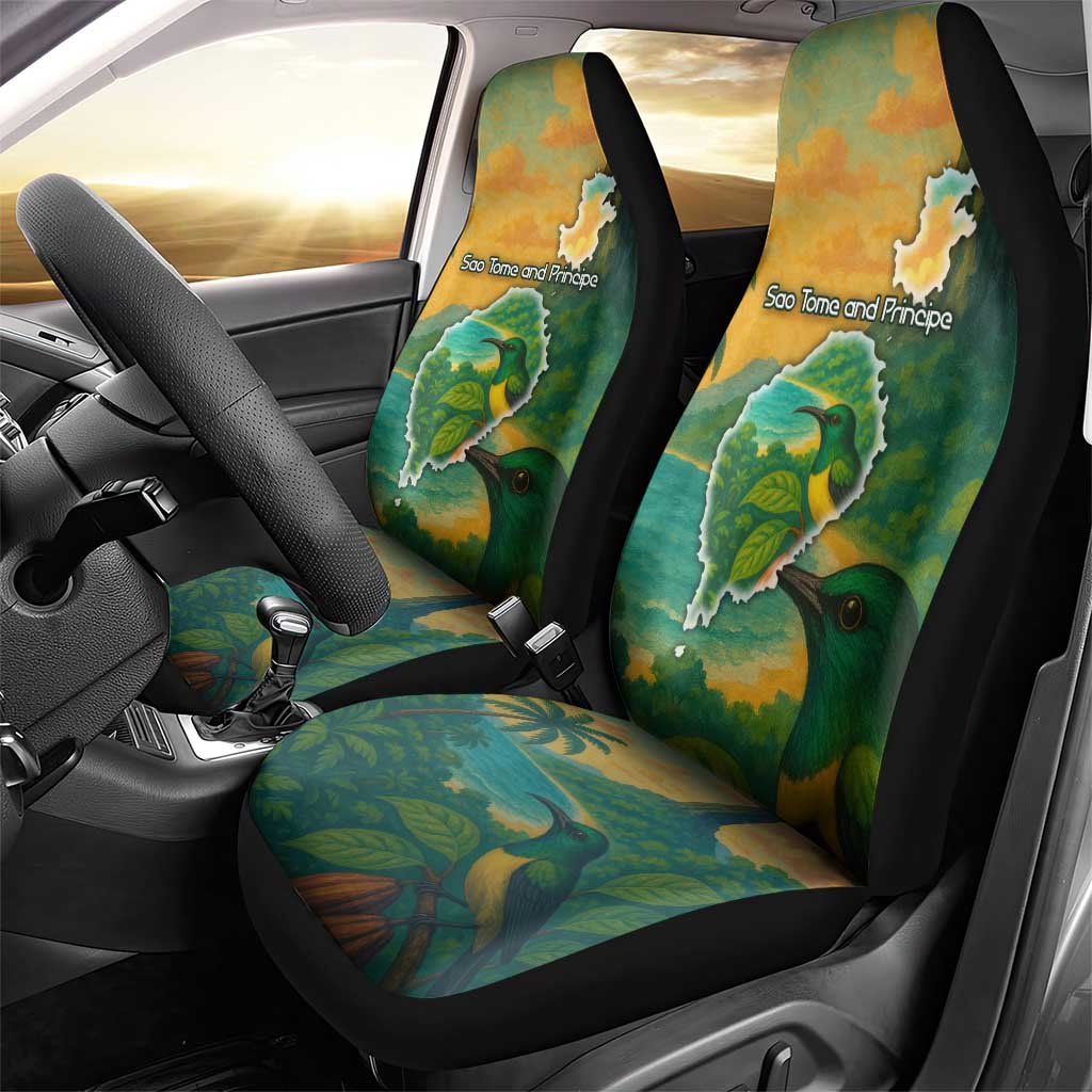 Sao Tome and Principe Car Seat Cover Tropical Island Bird and Cocoa Forest - African Pride