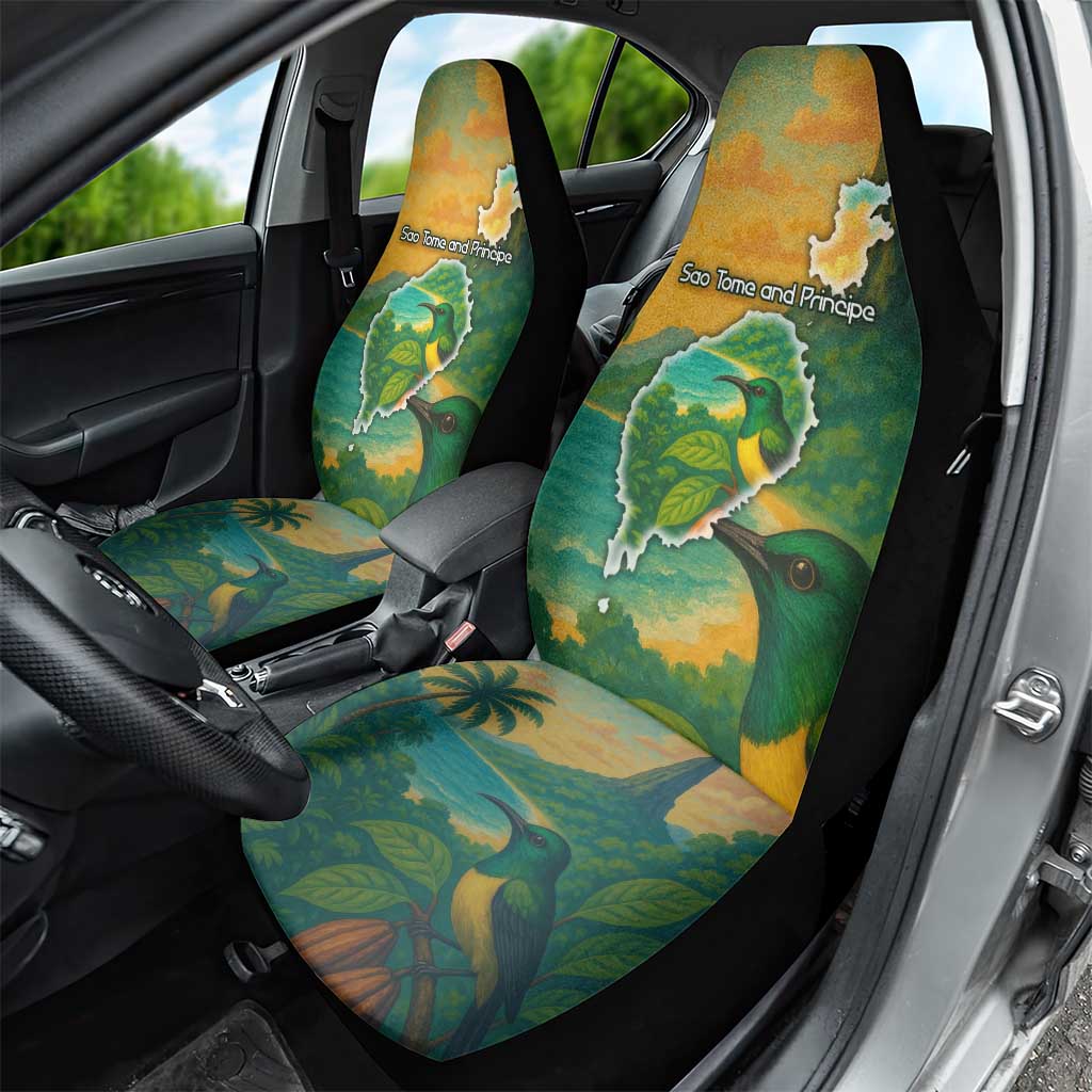 Sao Tome and Principe Car Seat Cover Tropical Island Bird and Cocoa Forest - African Pride