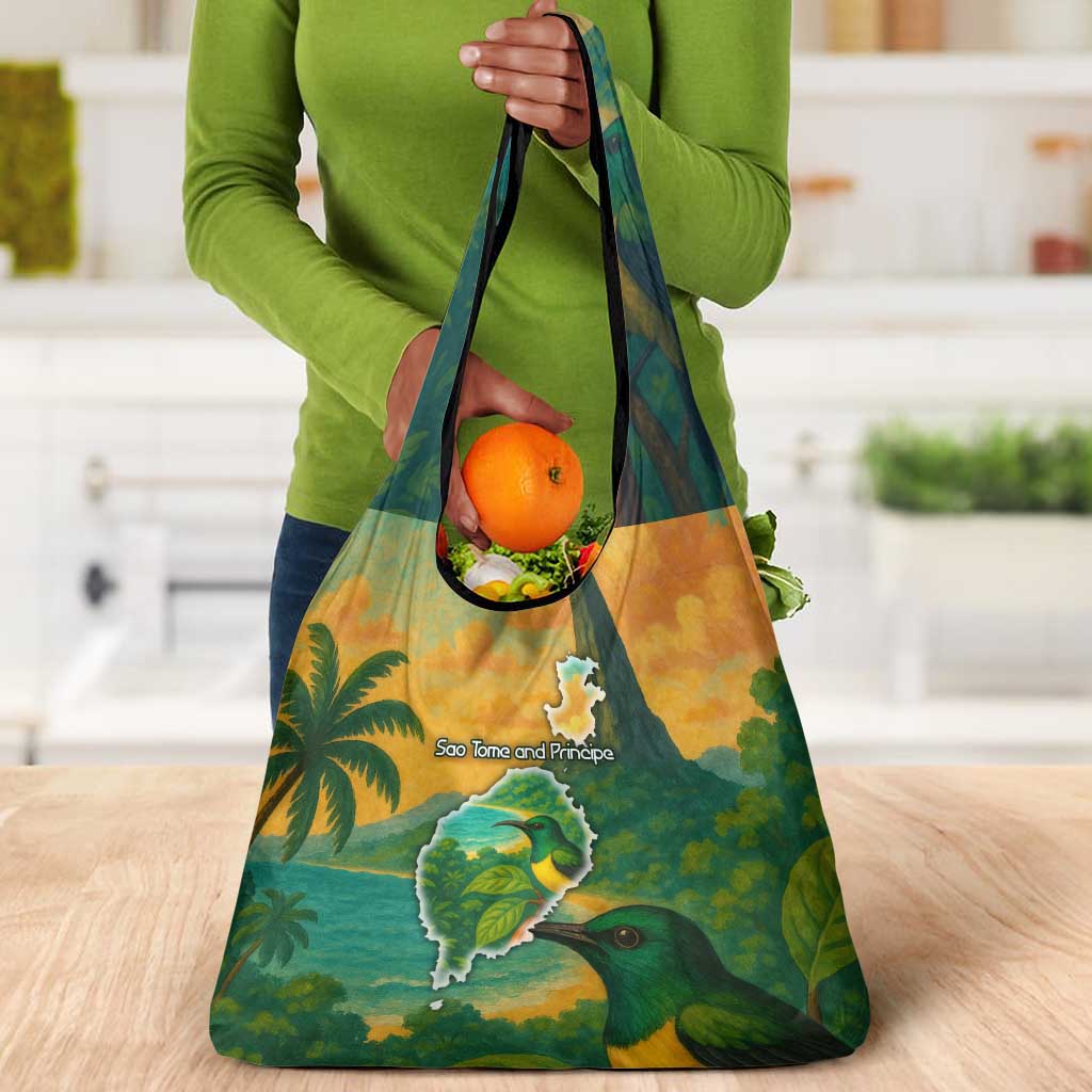 Sao Tome and Principe Grocery Bag Tropical Island Bird and Cocoa Forest - African Pride