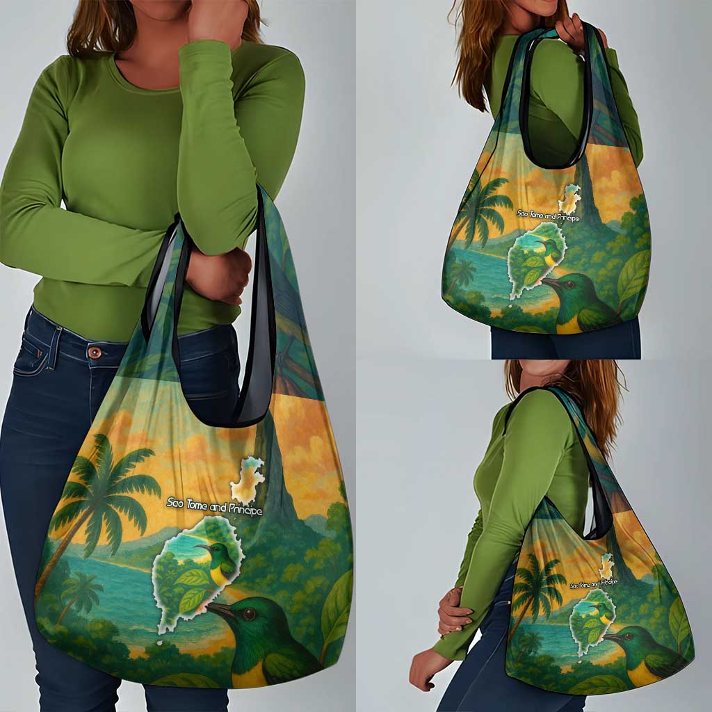 Sao Tome and Principe Grocery Bag Tropical Island Bird and Cocoa Forest - African Pride