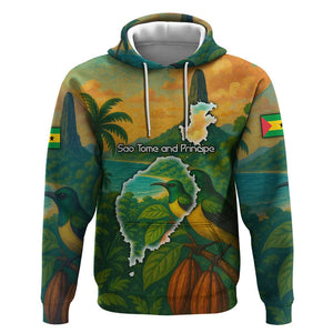 Sao Tome and Principe Hoodie Tropical Island Bird and Cocoa Forest - African Pride