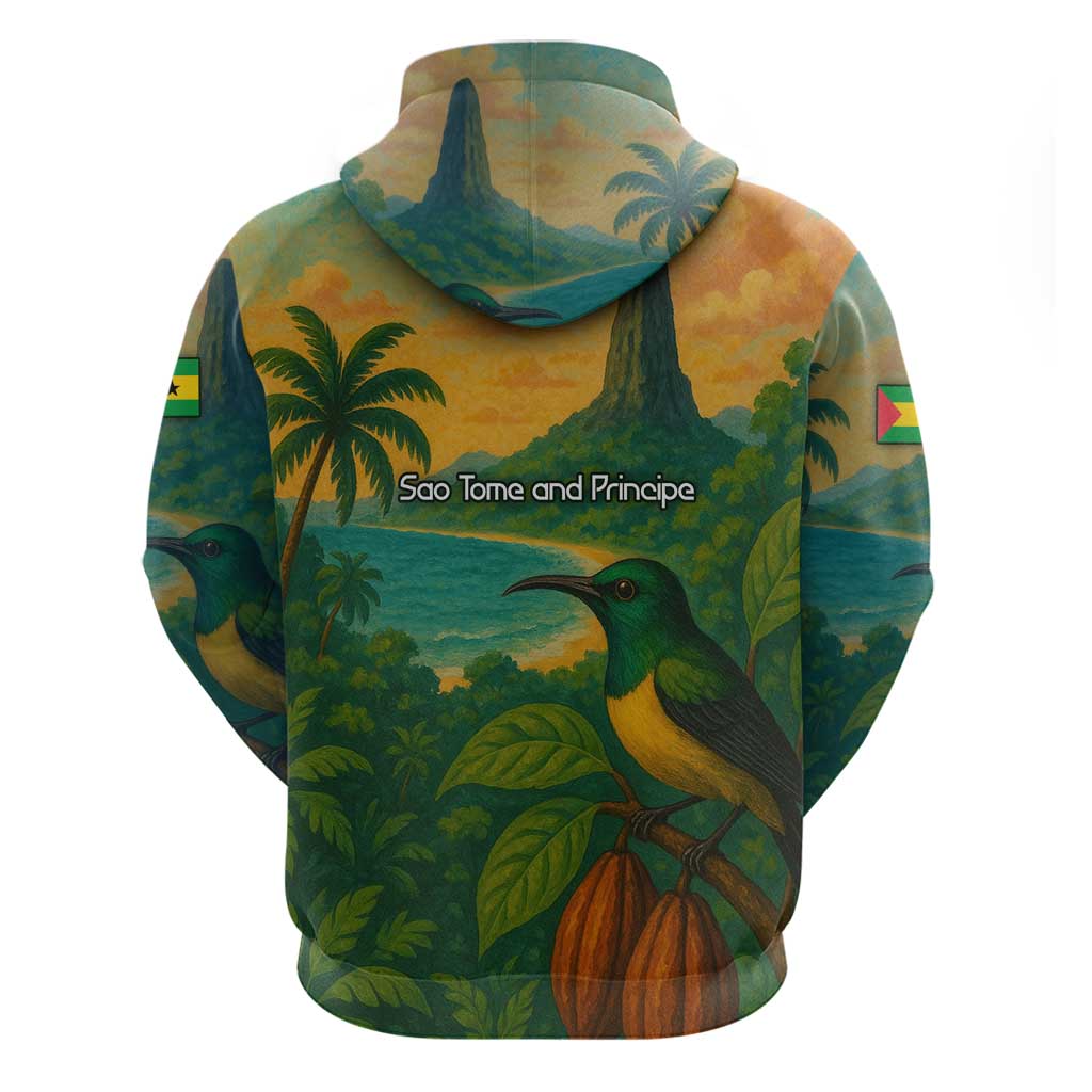 Sao Tome and Principe Hoodie Tropical Island Bird and Cocoa Forest - African Pride