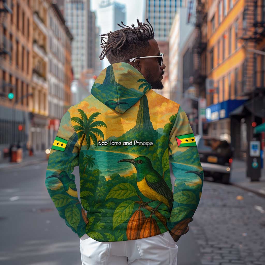 Sao Tome and Principe Hoodie Tropical Island Bird and Cocoa Forest - African Pride