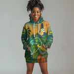 Sao Tome and Principe Hoodie Dress Tropical Island Bird and Cocoa Forest - African Pride