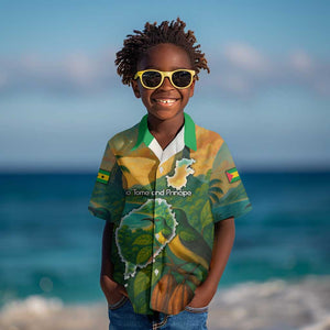 Sao Tome and Principe Kid Hawaiian Shirt Tropical Island Bird and Cocoa Forest - African Pride
