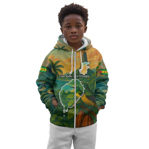 Sao Tome and Principe Kid Hoodie Tropical Island Bird and Cocoa Forest - African Pride