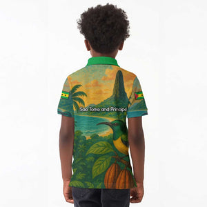 Sao Tome and Principe Kid Polo Shirt Tropical Island Bird and Cocoa Forest - African Pride