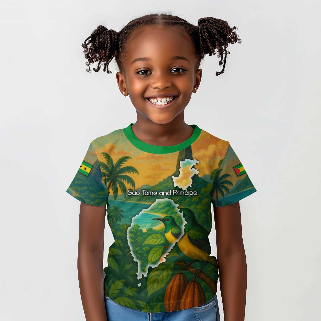 Sao Tome and Principe Kid T shirt Tropical Island Bird and Cocoa Forest - African Pride