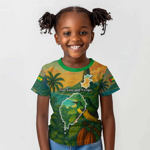 Sao Tome and Principe Kid T shirt Tropical Island Bird and Cocoa Forest - African Pride