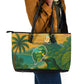 Sao Tome and Principe Leather Tote Bag Tropical Island Bird and Cocoa Forest - African Pride