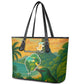 Sao Tome and Principe Leather Tote Bag Tropical Island Bird and Cocoa Forest - African Pride