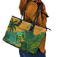Sao Tome and Principe Leather Tote Bag Tropical Island Bird and Cocoa Forest - African Pride