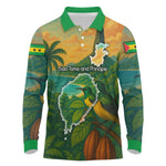 Sao Tome and Principe Long Sleeve Polo Shirt Tropical Island Bird and Cocoa Forest - African Pride