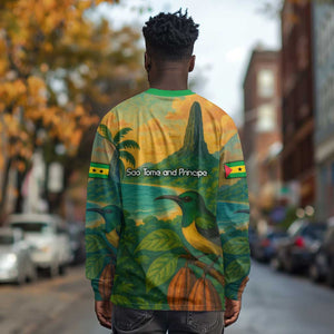 Sao Tome and Principe Long Sleeve Shirt Tropical Island Bird and Cocoa Forest - African Pride