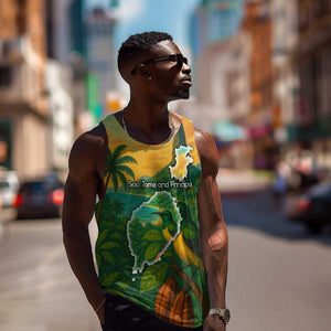 Sao Tome and Principe Men Tank Top Tropical Island Bird and Cocoa Forest - African Pride