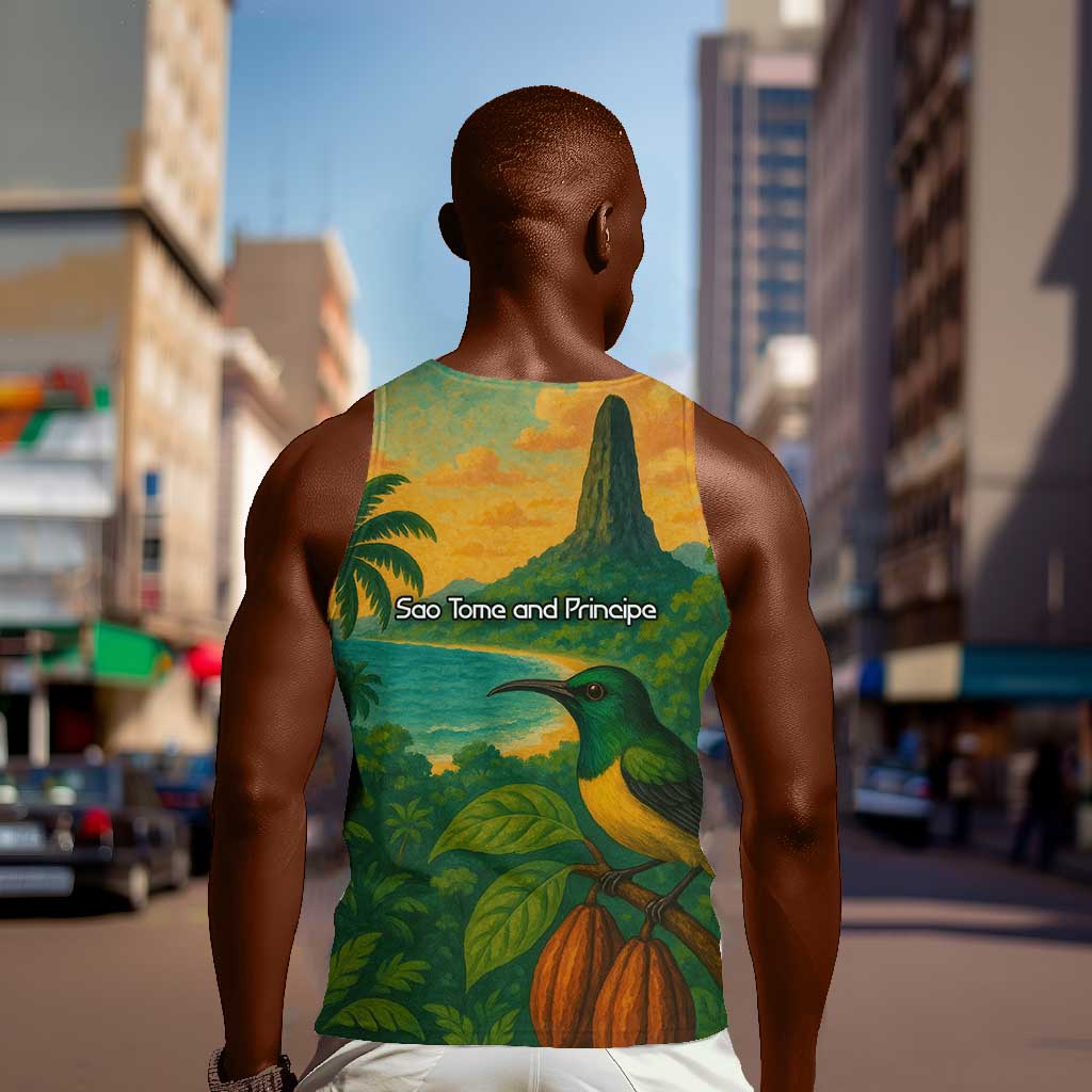 Sao Tome and Principe Men Tank Top Tropical Island Bird and Cocoa Forest - African Pride