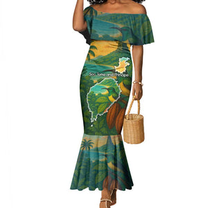 Sao Tome and Principe Mermaid Dress Tropical Island Bird and Cocoa Forest - African Pride
