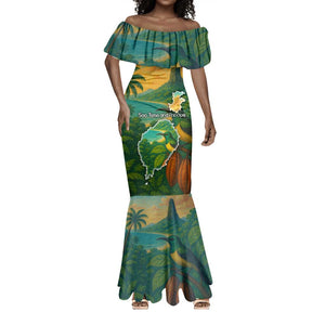 Sao Tome and Principe Mermaid Dress Tropical Island Bird and Cocoa Forest - African Pride