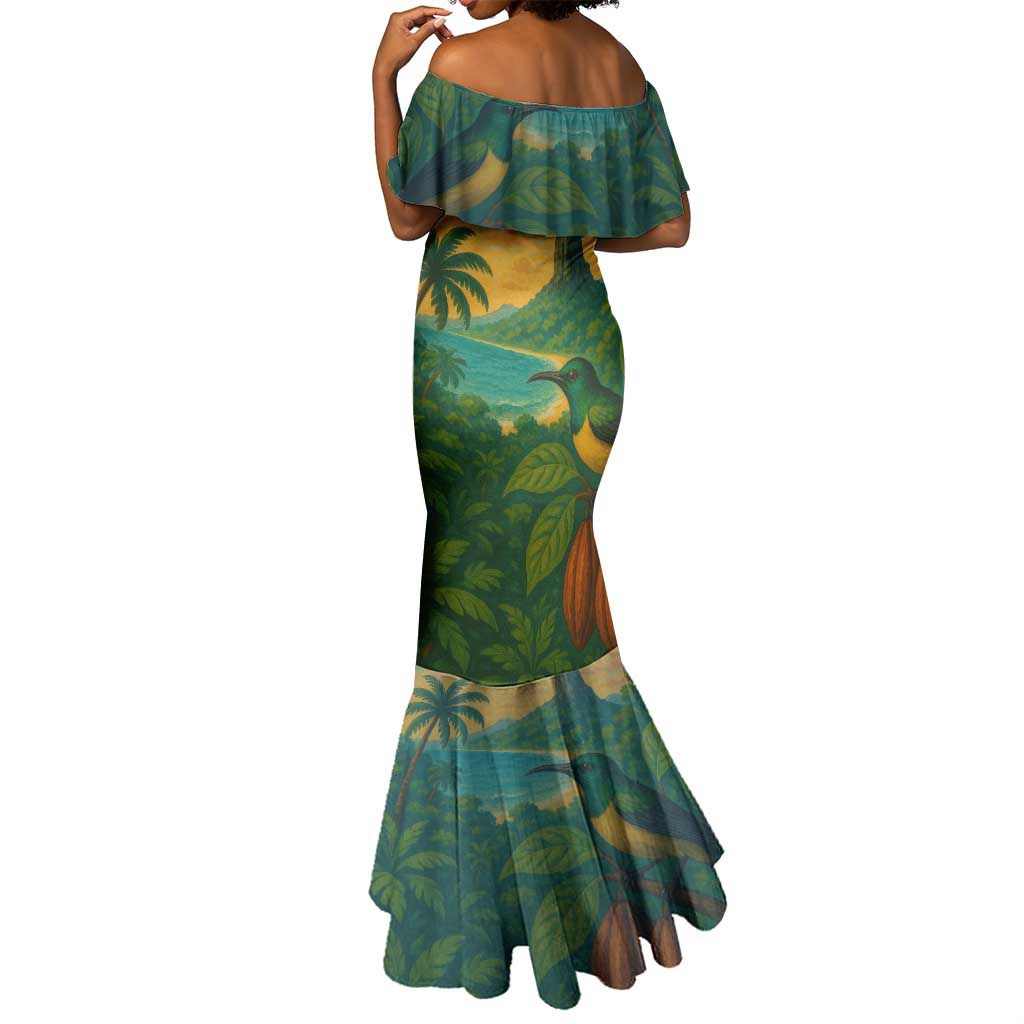 Sao Tome and Principe Mermaid Dress Tropical Island Bird and Cocoa Forest - African Pride