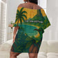 Sao Tome and Principe Off Shoulder Short Dress Tropical Island Bird and Cocoa Forest - African Pride