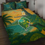 Sao Tome and Principe Quilt Bed Set Tropical Island Bird and Cocoa Forest - African Pride