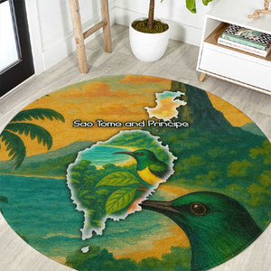 Sao Tome and Principe Round Carpet Tropical Island Bird and Cocoa Forest - African Pride