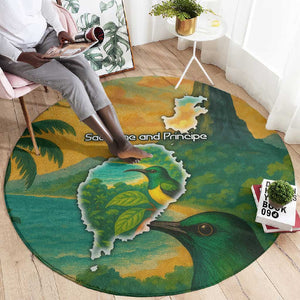 Sao Tome and Principe Round Carpet Tropical Island Bird and Cocoa Forest - African Pride