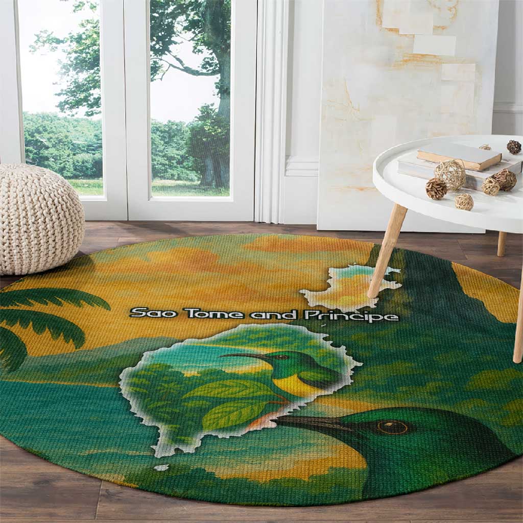 Sao Tome and Principe Round Carpet Tropical Island Bird and Cocoa Forest - African Pride