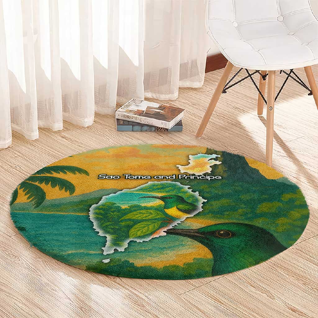 Sao Tome and Principe Round Carpet Tropical Island Bird and Cocoa Forest - African Pride