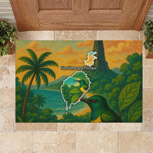 Sao Tome and Principe Rubber Doormat Tropical Island Bird and Cocoa Forest - African Pride