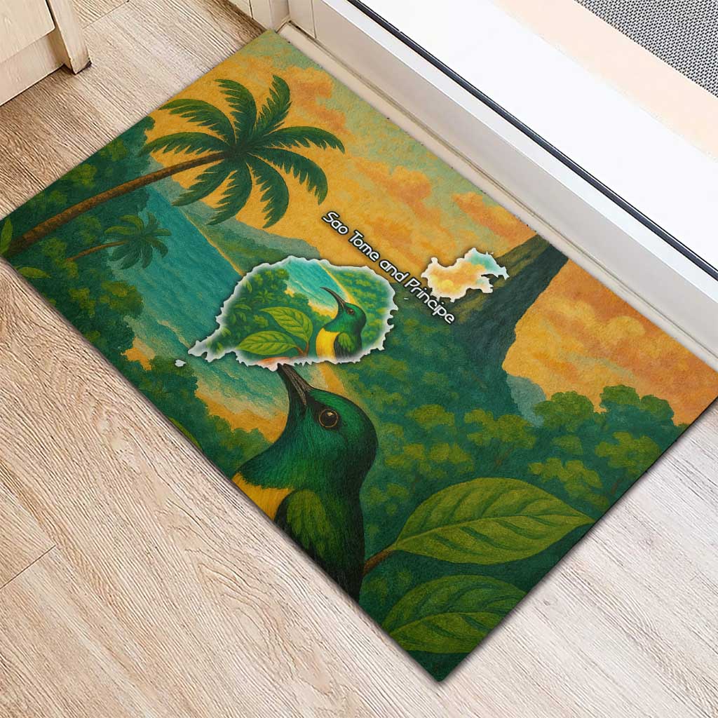 Sao Tome and Principe Rubber Doormat Tropical Island Bird and Cocoa Forest - African Pride