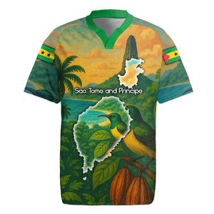 Sao Tome and Principe Rugby Jersey Tropical Island Bird and Cocoa Forest - African Pride