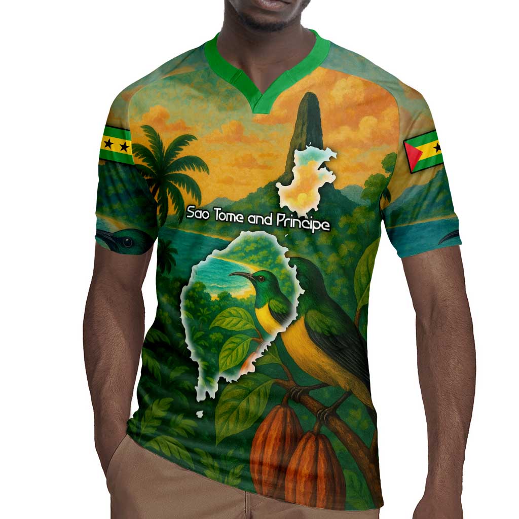 Sao Tome and Principe Rugby Jersey Tropical Island Bird and Cocoa Forest - African Pride