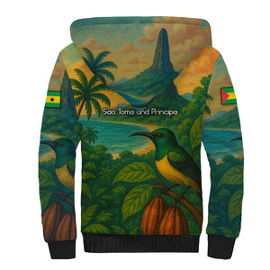 Sao Tome and Principe Sherpa Hoodie Tropical Island Bird and Cocoa Forest - African Pride
