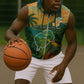 Sao Tome and Principe Sleeveless Zip Hoodie Tropical Island Bird and Cocoa Forest - African Pride