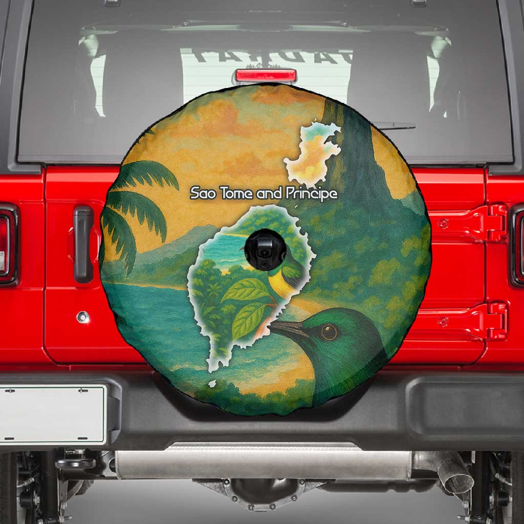 Sao Tome and Principe Spare Tire Cover Tropical Island Bird and Cocoa Forest - African Pride
