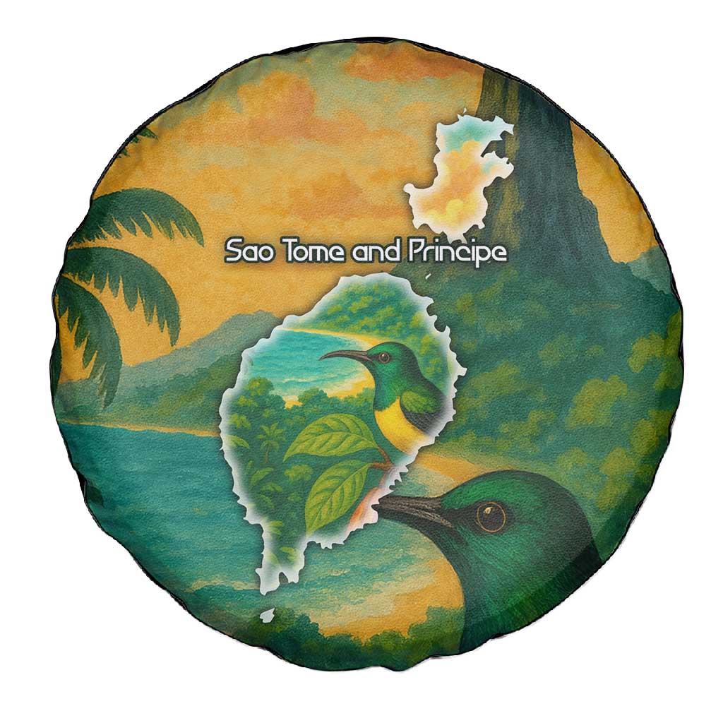 Sao Tome and Principe Spare Tire Cover Tropical Island Bird and Cocoa Forest - African Pride