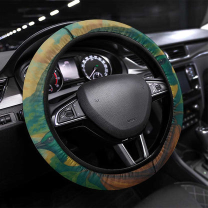 Sao Tome and Principe Steering Wheel Cover Tropical Island Bird and Cocoa Forest - African Pride