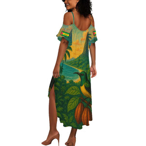 Sao Tome and Principe Summer Maxi Dress Tropical Island Bird and Cocoa Forest - African Pride