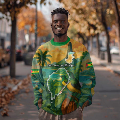 Sao Tome and Principe Sweatshirt Tropical Island Bird and Cocoa Forest - African Pride