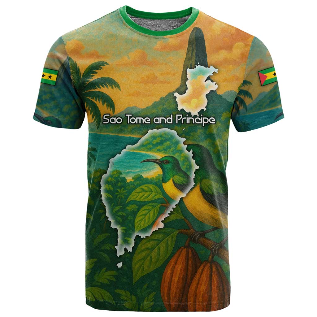 Sao Tome and Principe T shirt Tropical Island Bird and Cocoa Forest - African Pride