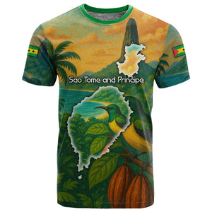 Sao Tome and Principe T shirt Tropical Island Bird and Cocoa Forest - African Pride